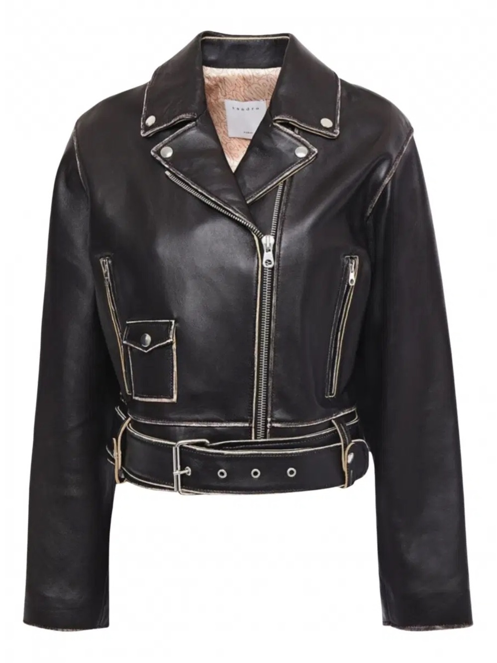 Sandro Black Leather Biker Jacket - Picture 4 of 11